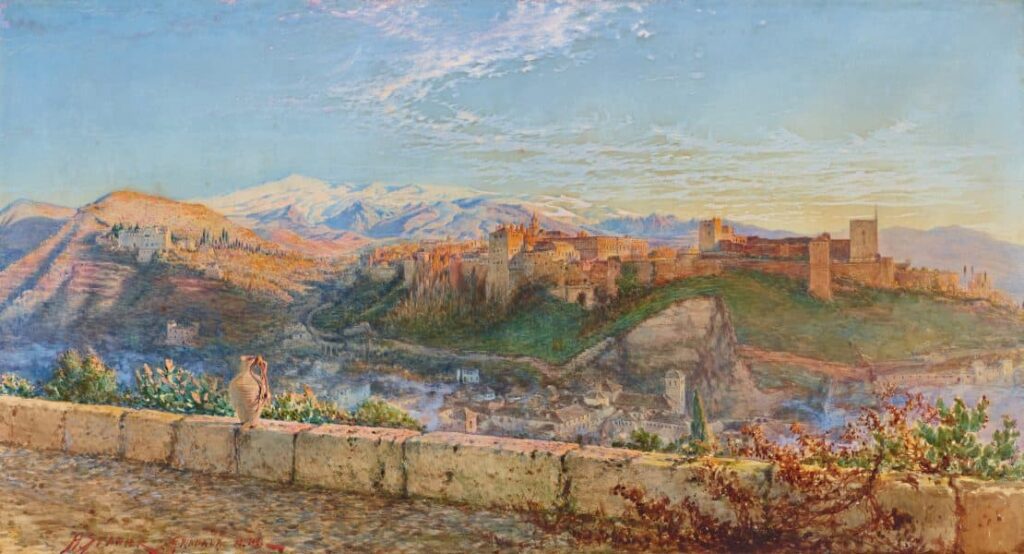 Vista general de la Alhambra y la Sierra Nevada. Fuente: Art Gallery